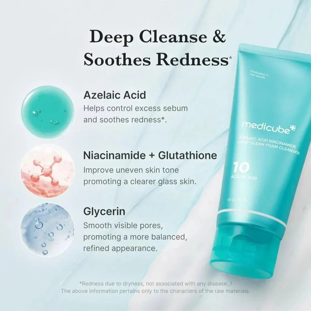 Medicube Azelaic Acid Niacinamide Deep Clean Foam Cleanser, 120 g
