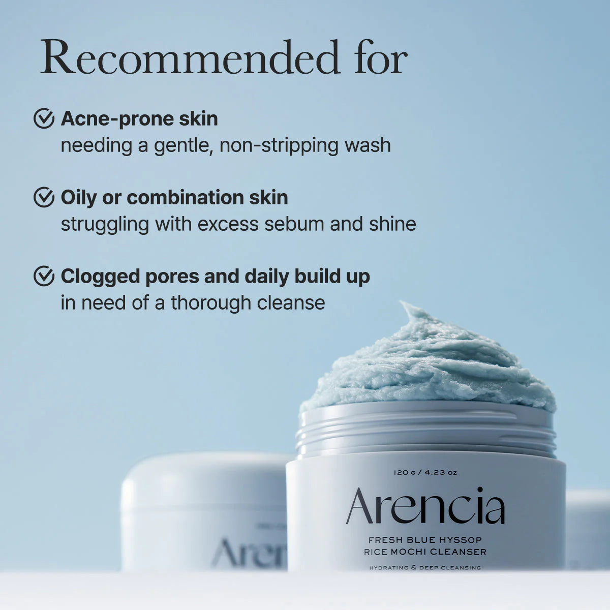 ARENCIA - Fresh Blue Hyssop Rice Mochi Cleanser 120g