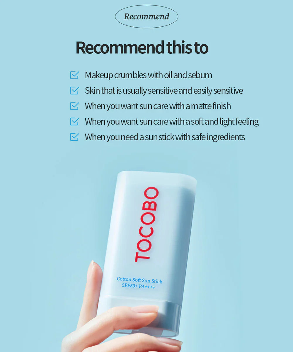 TOCOBO Cotton Soft Sun Stick SPF50 PA++++ 19 g – Αντηλιακό stick