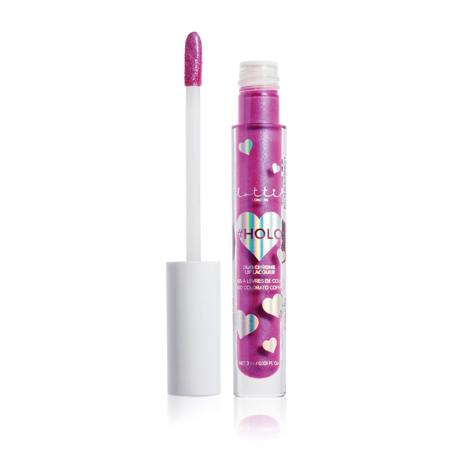 Lottie Holo Duochrome Lip Gloss for high-coverage, multi-dimensional pigments