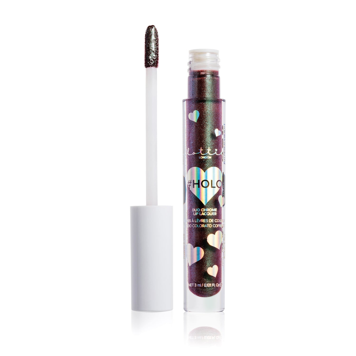 Lottie Holo Duochrome Lip Gloss for high-coverage, multi-dimensional pigments