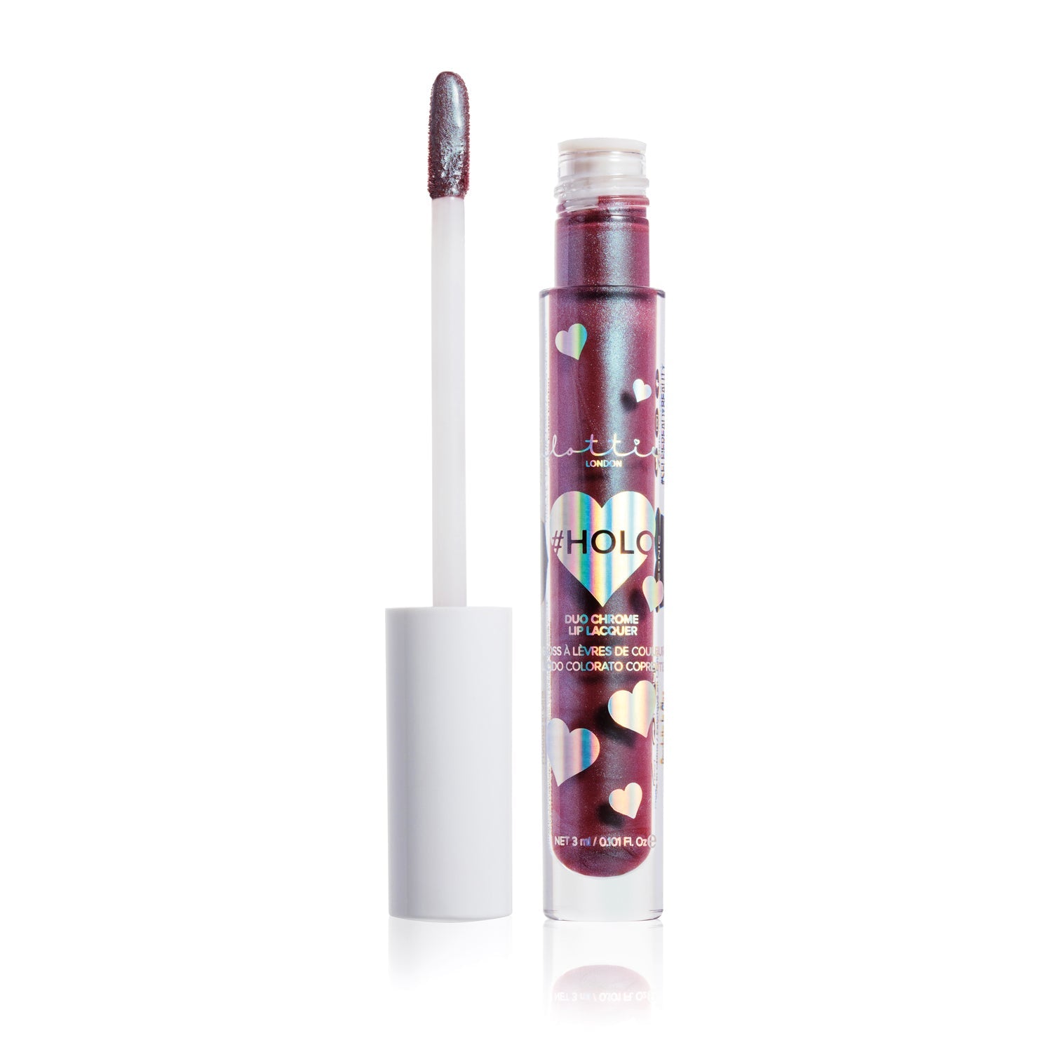 Lottie Holo Duochrome Lip Gloss for high-coverage, multi-dimensional pigments
